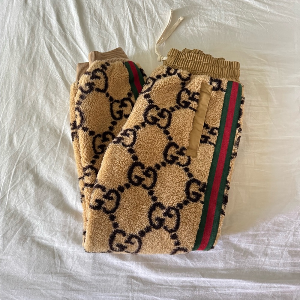 Gucci Wool Fleece Joggers with Monograms